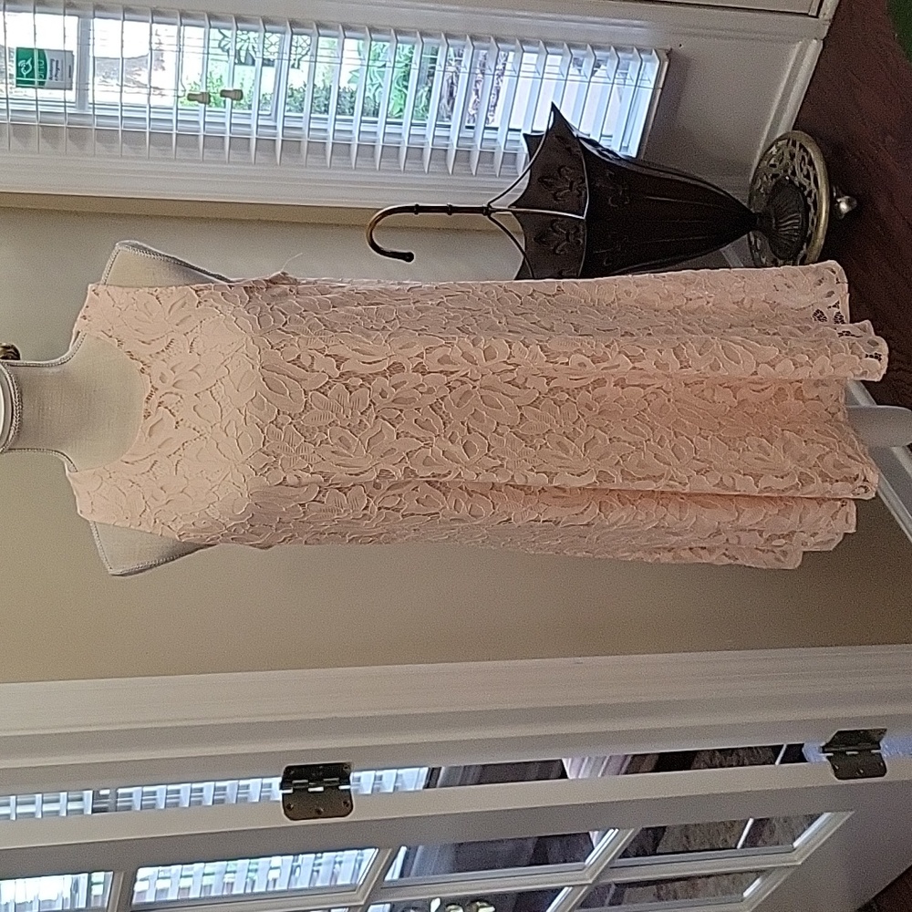 Tommy Hilfiger pink lace A line dress sleeveless fully lined pullover sz 10 NEW…